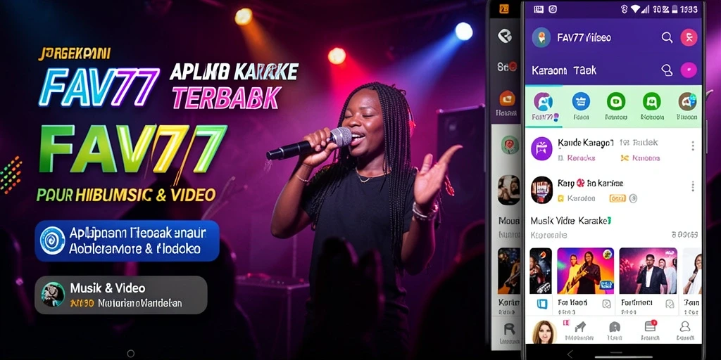 Screenshot FAV77 menampilkan antarmuka karaoke yang menarik dan intuitif.