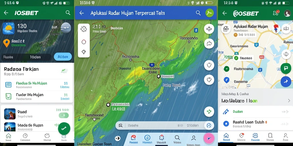 Antarmuka utama IOSBET menampilkan informasi radar hujan secara jelas.