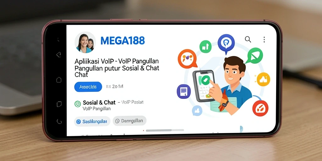 Antarmuka pengguna MEGA188 saat melakukan panggilan VoIP.
