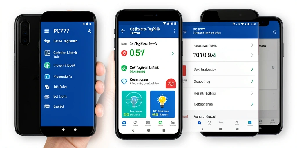 Tampilan antarmuka aplikasi Cek Tagihan Listrik PC777.