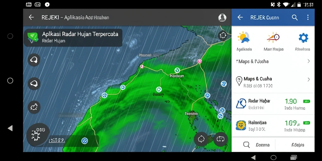 Antarmuka aplikasi REJEKI menampilkan fungsi Radar Hujan secara jelas.