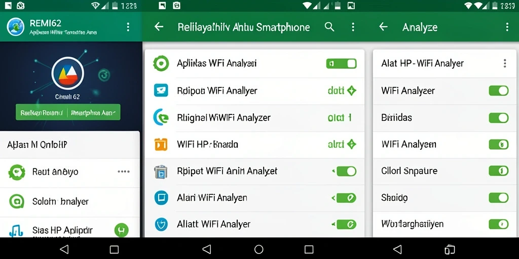 Antarmuka aplikasi REMI62 menampilkan analisis lengkap jaringan WiFi.